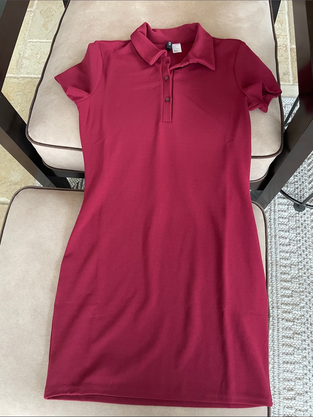 H&M Women’s Short-Sleeve Polo Dress in Deep Berry